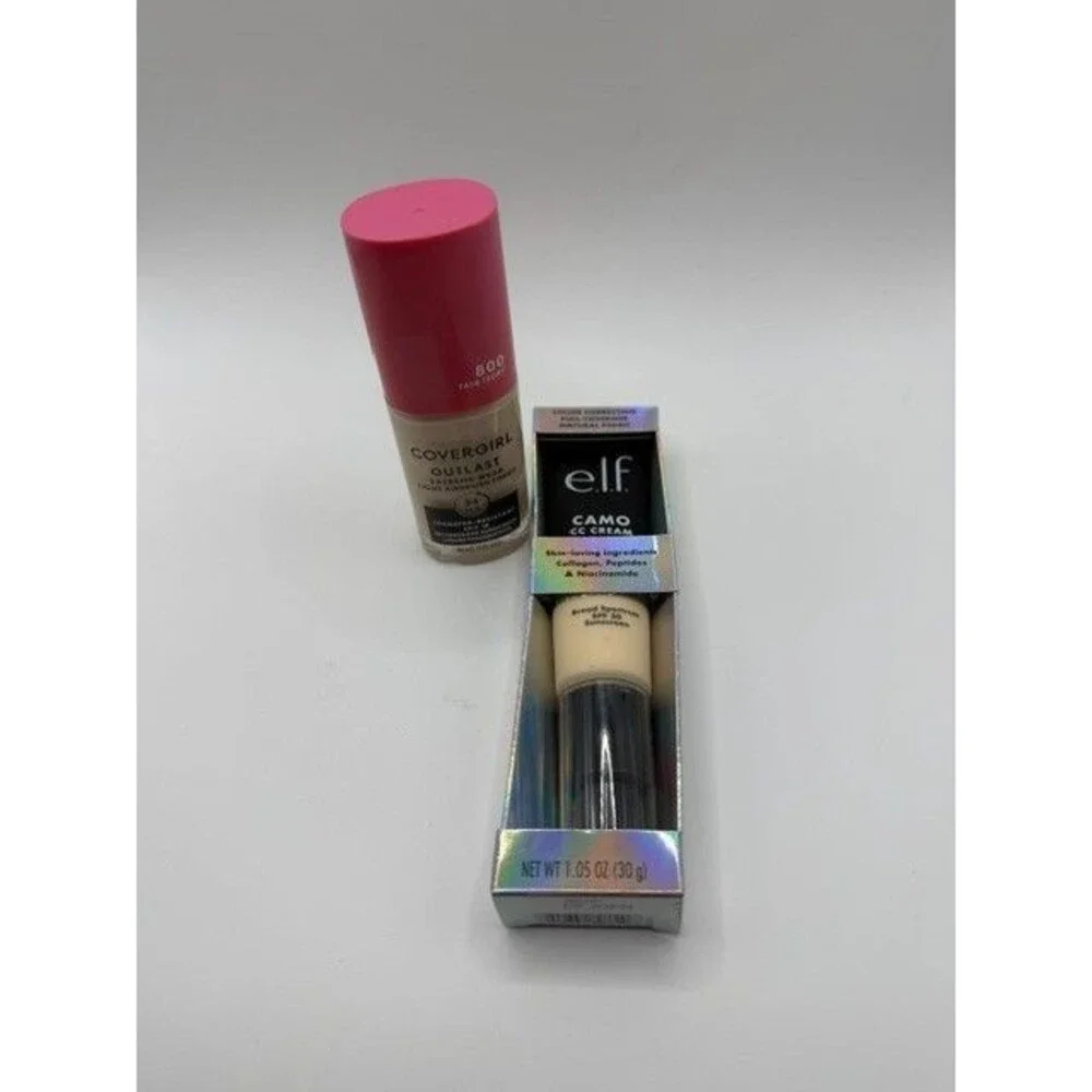Covergirl Outlast Foundation 805 Ivory + e.l.f. Camo CC Cream Fair 120 N New Lot